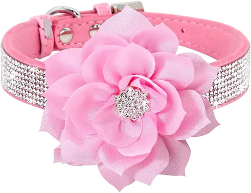 Vista 33 de Lindo collar para perro con diamantes de imitación brillantes, elegante collar de cristal con purpurina bonita joya suave para perros de raza