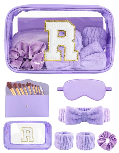 Vista 50 de Juegos de regalo para mujer, bolsa de maquillaje inicial con juego de brochas de maquillaje, regalos de despedida de soltera, kit de spa rosa