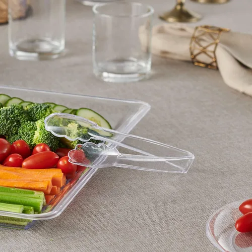 Vista 4 de Plasticpro Juego Combinado de Pinzas para Servir Negras Reutilizables de Servicio Pesado - 4 Piezas (7.5'', 9'', 12'') para Cocina, Barbacoa Negro