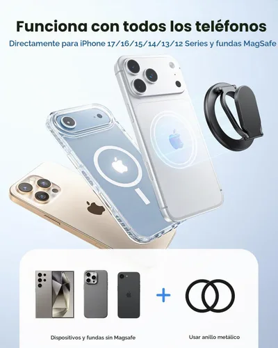 Vista 8 de SUPERONE Soporte de anillo magnético de doble cara, ideal para regalo, soporte de teléfono de gimnasio con bonito patrón para iPhone BK-FLOWER
