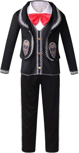 yolsun Vestido mexicano del Día de los Muertos para niños vestido de disfraz de Mariachi