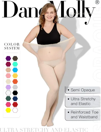 Vista 2 de DancMolly Medias de nailon semiopacas de cintura alta para mujer, con control superior