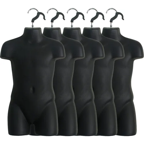 Vista 11 de DisplayTown 1 juego de vestido apilable de torso negro con espalda hueca con gancho para colgar para exhibición de camisetas, encimera, espectáculos