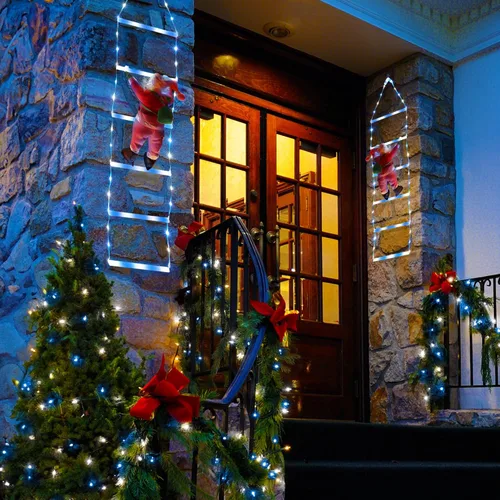 Vista 6 de Toodour Luz LED de Navidad, luces decorativas de escalera de Navidad de 2.5 pies con Papá Noel, luz de decoración de Navidad para interiores
