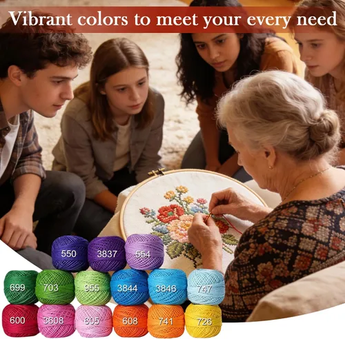 Vista 3 de 1500Y 15 bolas de perlas tamaño cardenal 8 colores del arco iris para ganchillo Hardanger punto de cruz bordado a mano
