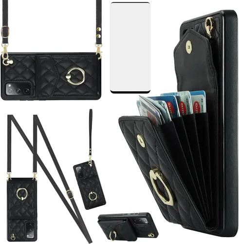 Vista 8 de Asuwish Funda de teléfono para Samsung Galaxy S20 FE 5G de 6.5 pulgadas con protector de pantalla y anillo RFID bloqueo tarjetero celular S 20 EF UW