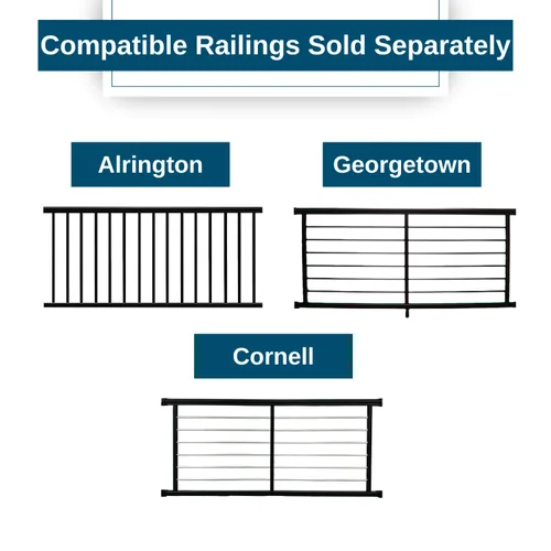 Vista 7 de Weatherables Kit de poste de barandilla de aluminio – Kit de poste de aluminio para kits de barandillas Arlington, Georgetown y Cornell, fabricado