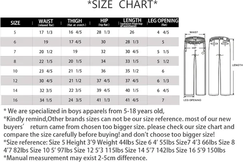 Vista 7 de Leo&Lily LLB627 - Pantalones vaqueros de mezclilla para niños grandes