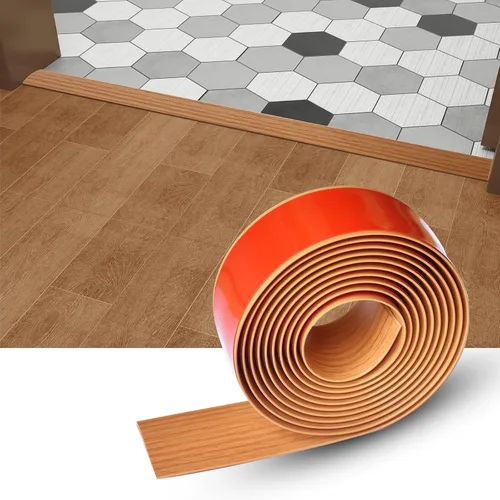 Vista 10 de Tira de Transición Plana para Piso/Puerta y Moldura Autoadhesiva de Vinilo para Borde de Piso, Revestimiento de Juntas de Piso Laminado, Tira