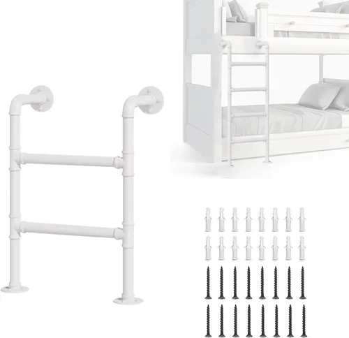 White Bunk Bed Ladder for High Bed, Wrought Iron Loft Attic Ladder Wall Mounted Metal Step Ladder with Kit for Home/Small Spaces/Outdoor Rooftops,