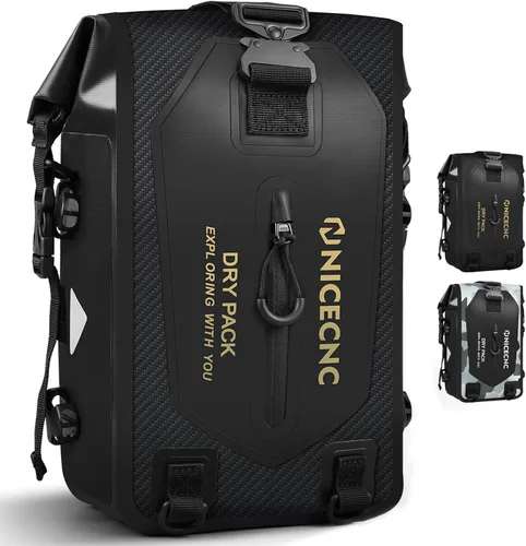 Vista 11 de NICECNC Mochila impermeable para motocicleta, 40 L, 500D PVC universal para asiento trasero de motocicleta, bolsa seca, bolsa de cola de Amarillo