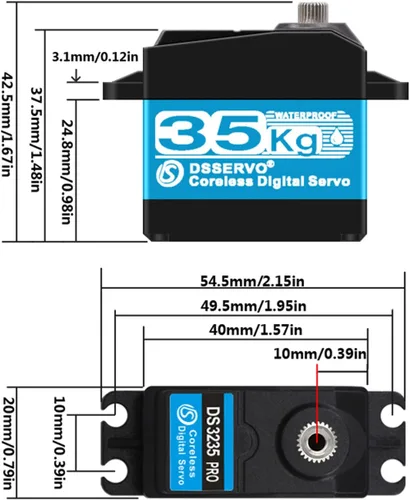 Vista 4 de ZOSKAY Servo RC 77.2 lbs PRO Coreless Motor servo Metal Gear Digital y Acero Inoxidable servo RC servo para Robótico DIY RC Coche (180 grados)