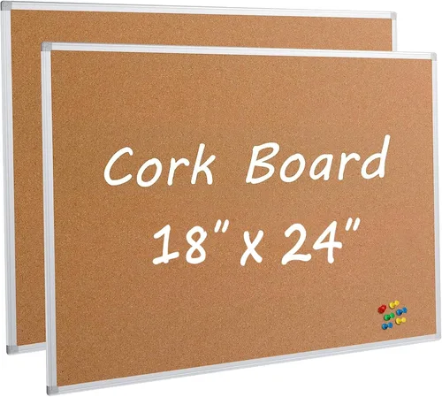 Vista 9 de Board2by Paquete de 2 tableros de anuncios de corcho de 20 x 30 pulgadas, tablero de corcho con marco de aluminio plateado, tablero de oficina