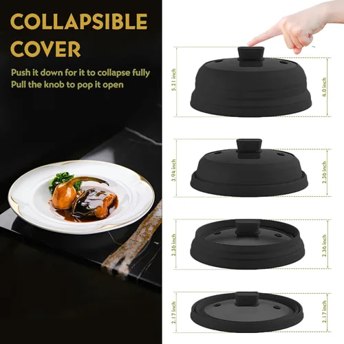 Vista 3 de Cubierta plegable para salpicaduras de microondas, tapa de microondas plegable de silicona de vidrio para alimentos, protector de salpicaduras