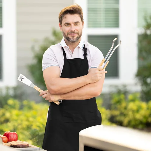 Vista 3 de Avalon Kitchen Premium Chef Apron - Waterdrop Resistant 100% Polyester Adjustable Kitchen Aprons for Men Bulk Aprons