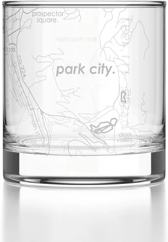 Vista 82 de Well Told Vaso de rocas grabado con mapa de Akron, Ohio, cristalería estilo antiguo (325ml, transparente) Vaso de bourbon grabado, regalos