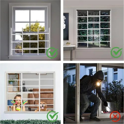 Vista 7 de Grisham PP SPAG Barras de Seguridad para Ventanas con Salida de Liberación Rápida, (Negro, 3 Barras) 14''H x 22''- 42'' de Ancho Ajustable Guardas