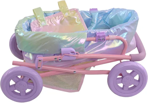 Vista 6 de Olivia's Little World Cochecito de muñeca de bebé, cochecito de muñeca 2 en 1 para niñas a partir de 3 años, se adapta a muñecas de hasta 18
