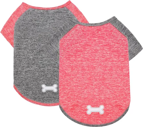 Vista 10 de KYEESE Paquete de 2 camisas para perro con mangas, camisetas ligeras de protección solar para perros pequeños y niños, camiseta sin mangas