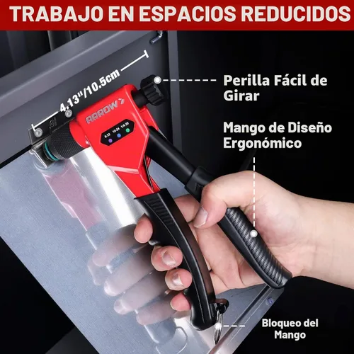 Vista 4 de Herramienta de tuerca de remache de flecha, kit de pistola de tuerca de remache de 8 pulgadas diseñada para espacios reducidos Rivet Nut Setter