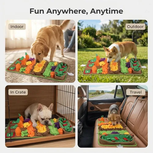 Vista 8 de Tapete de olfateo para perros de razas grandes, 32 x 20 pulgadas, lavable, duradera, para entrenamiento de alimentación lenta, juguete