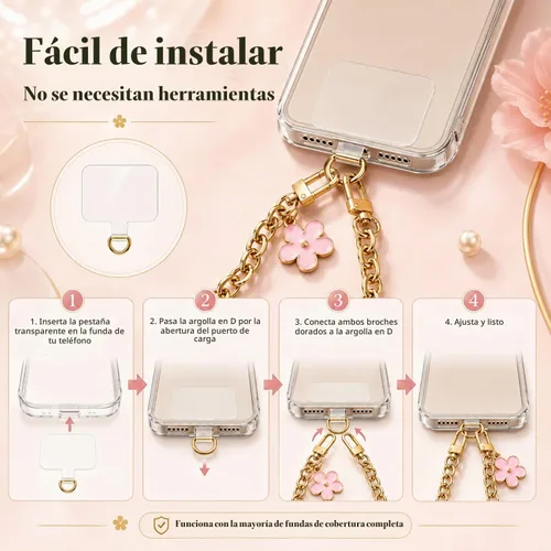 Vista 3 de cioatu Correa con cuentas para teléfono, correa de muñeca hecha a mano para teléfono celular con correa de correa para muñeca, pulsera para teléfono
