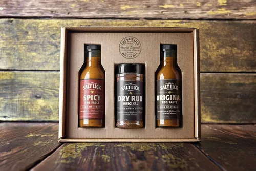 Vista 5 de Salt Lick BBQ Sauce and Dry Rub - Juego de salsas y condimentos para barbacoa Driftwood Texas, original y picante