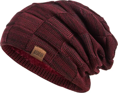 Vista 25 de REDESS Gorro de lana para hombres y mujeres, gorros de invierno cálidos de punto holgados y gruesos tipo calavera A1 negro