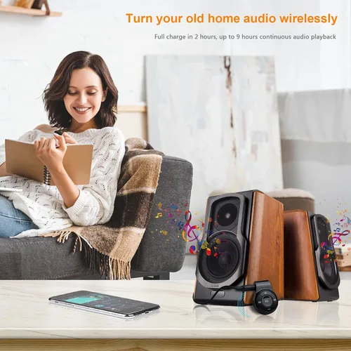Vista 4 de Receptor Bluetooth/kit de automóvil, receptor de audio inalámbrico Bluebyte Clip para auriculares de audio de automóvil, adaptador inalámbrico