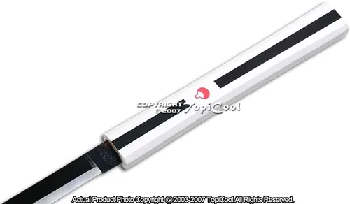 Vista 4 de Acero inoxidable Metal Sasuke Uchiha Espada de Kusanagi Shirasaya Anime Katana Samurai Animación Cosplay, Blanco, Mediana