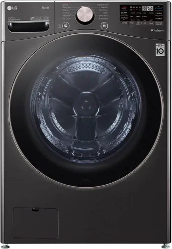 LG WM4000HBA Lavadora inteligente de carga frontal de 4.5 pies cúbicos, máquina de lavandería de alta eficiencia con conectividad Wi-Fi, acero negro