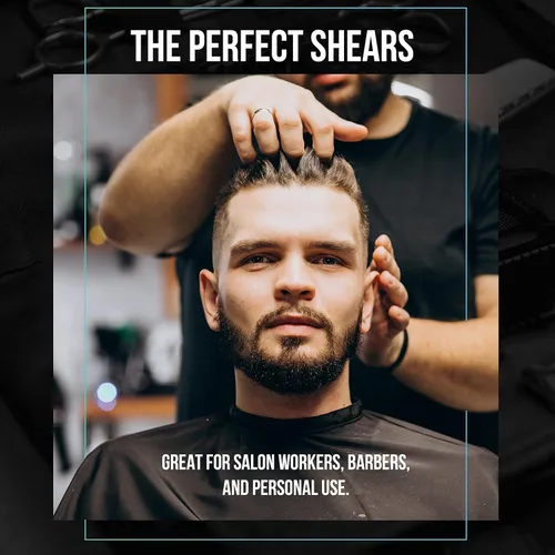 Vista 8 de Suvorna Tijeras de corte de pelo de 15 cm para profesionales, barberos y peluqueros – Tijeras de pelo afiladas para cortar, recortar, acicalar