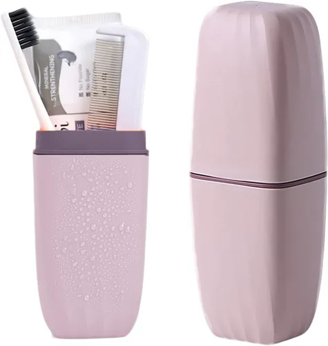 Vista 8 de Estuche de viaje para cepillos de dientes, soporte para cepillos de dientes con tapa, contenedores de viaje para cepillos de dientes, almacenamiento