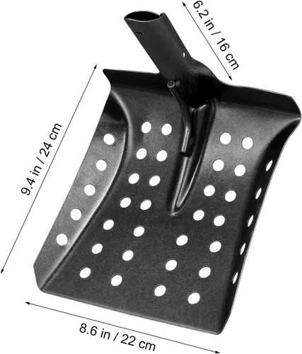 Vista 2 de Cabezal de pala de tamizado de lodo resistente con agujeros: Pala de tamizado de lodo de jardín, pala de drenaje de metal, pala para excavadora