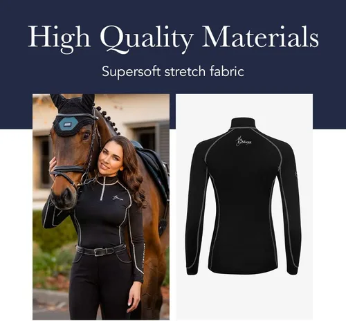 Vista 5 de LeMieux Camiseta de capa base para mujer - Camisas térmicas atléticas - Ropa y equipo ecuestre para montar a caballo