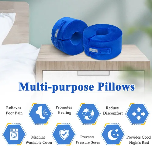 Vista 4 de Zelen Almohadas de elevación de pie de cuña de tobillo, almohada de soporte de pie protectores de talón para úlceras por presión, cojín
