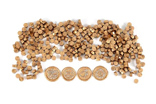 Vista 5 de Yoption Juego de 360 cuentas metálicas de cera de sellado de oro antiguo para sello de cera con velas y cuchara de fusión