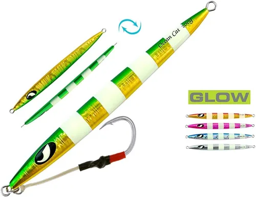 Vista 21 de OCEAN CAT Jigs de pesca de agua salada en alta mar Jigging de velocidad de lanzamiento lento señuelos vertical Jigging vertical Plantilla de otoño
