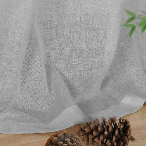 Vista 6 de FantasDecor - Cortina de lino para ventana, cortinas de lino y cortinas con cierre de pestañas con bolsillo para cortinero, 2 paneles por juego