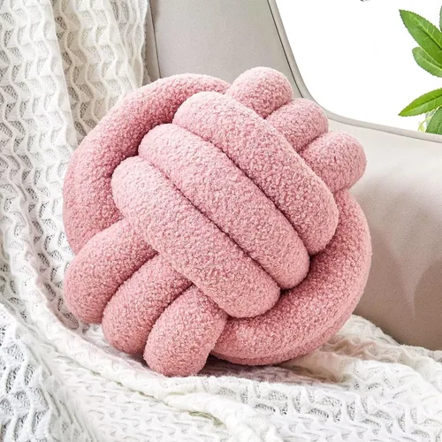 Vista 8 de Uvvyui Bola de almohada de nudo, almohadas decorativas suaves para el hogar, almohada decorativa redonda, almohada de felpa anudada hecha a mano