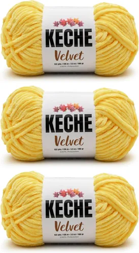 Vista 59 de Keche Hilo de terciopelo para ganchillo, manta de felpilla suave, voluminosa, hilo amigurumi, 3.53 oz (132 yardas), color azul bebé