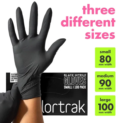 Vista 6 de Colortrak Luminous Collection - Guantes desechables de nitrilo, sin látex, sin polvo, para procesamiento químico y servicios de salón, 100