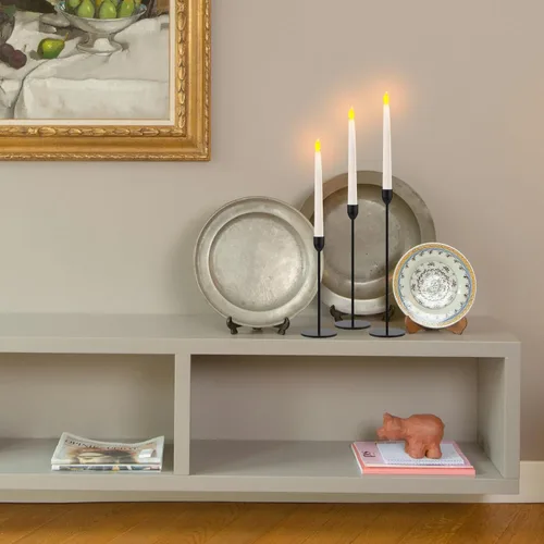 Vista 6 de Ohtomber 3 piezas de soporte para velas cónicas negras, candelabros para centro de mesa de boda, se adapta a velas de pilar de 3/4" de grosor