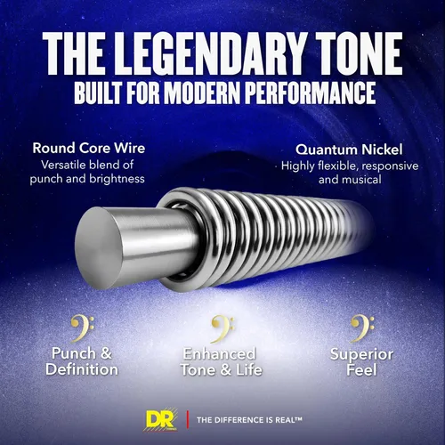 Vista 4 de DR Strings PURE BLUES - Cuerdas para bajo (PB-45), color plateado
