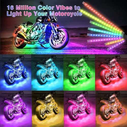 Vista 9 de 12 piezas de luces LED RGB para motocicleta para Harley Davidson Kawasaki Suzuki Yamaha Golf Cart, kit de luces subterráneas multicolor