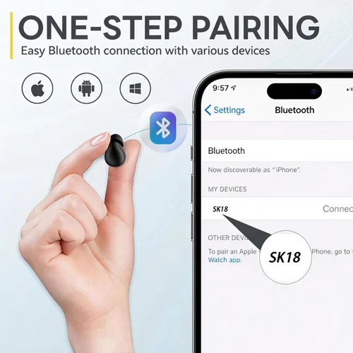 Vista 5 de Mini Invisible Earbuds Wireless Bluetooth, Small Earbuds for Small Ears Canals, Tiny Discreet Sleep Headphones for Side Sleepers, Comfortable Noise