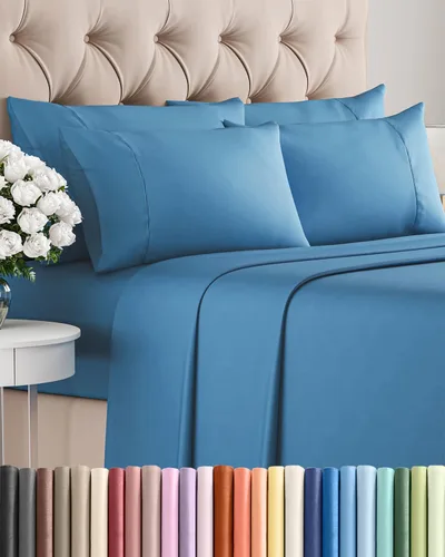 Vista 92 de Juego de sábanas Split King de 7 piezas - Incluye 4 fundas de almohada - Sábanas Split King - Ropa de cama de hotel de lujo suave - Refrescante