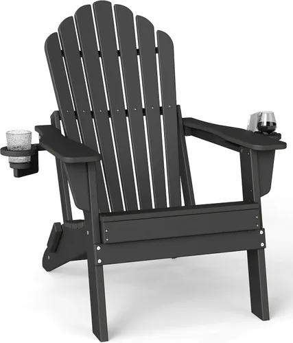Vista 23 de Plawdlik 2026 Upgraded Oversized Folding Adirondack Chair, 380 lbs Heavy Duty Fire Pit Chair with 37.8" Extra High Back & Dual Cup Holders