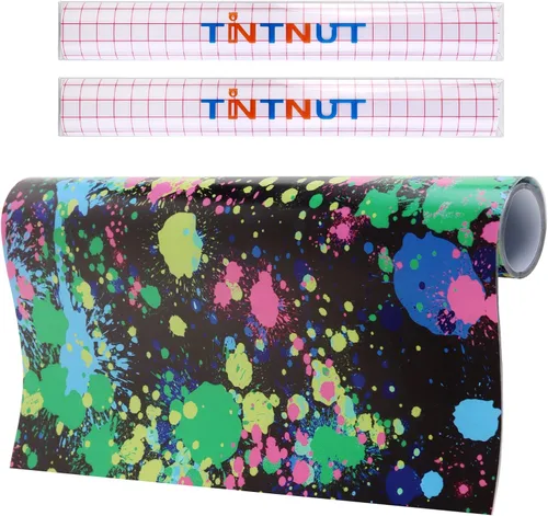 Vista 10 de Tintnut Splash - Rollo de vinilo permanente de 12 pulgadas x 5 pies, rollo adhesivo dorado negro, vinilo adhesivo permanente con patrón para máquina