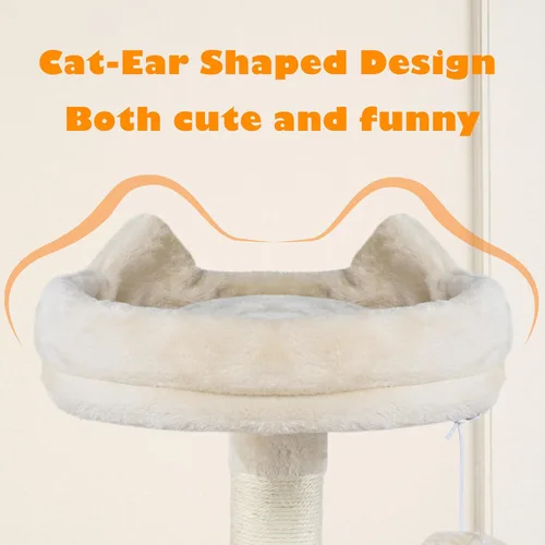Vista 8 de Yaheetech Árbol para Gatos de 62.5 pulgadas Torre para Gatos Condominio para Gatitos con Plataforma y Hamaca, Postes Rascadores para Gatitos Casa